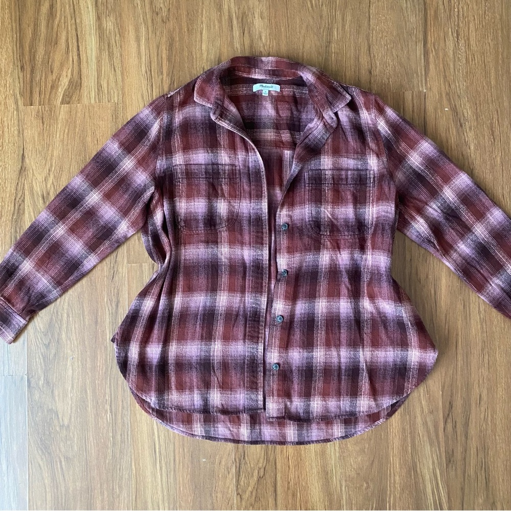Madewell Red Plaid Flannel Button down Shirt